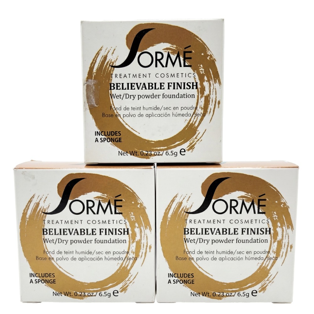 3X Sorme Believable Finish Wet/Dry Powder Foundation Golden Honey 410 , 0.23 oz
